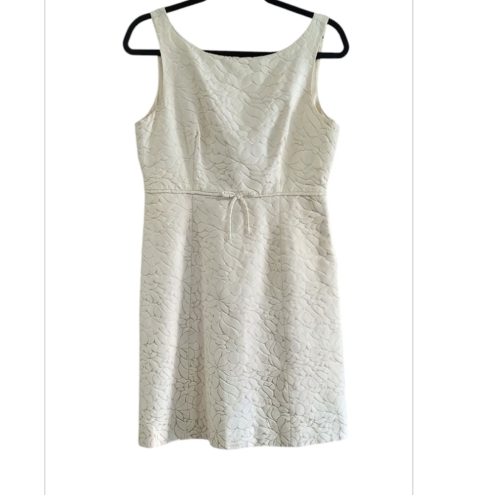 J Crew Ivory Silk Cotton Blend Floral Damask Scoop Back Dress, 10